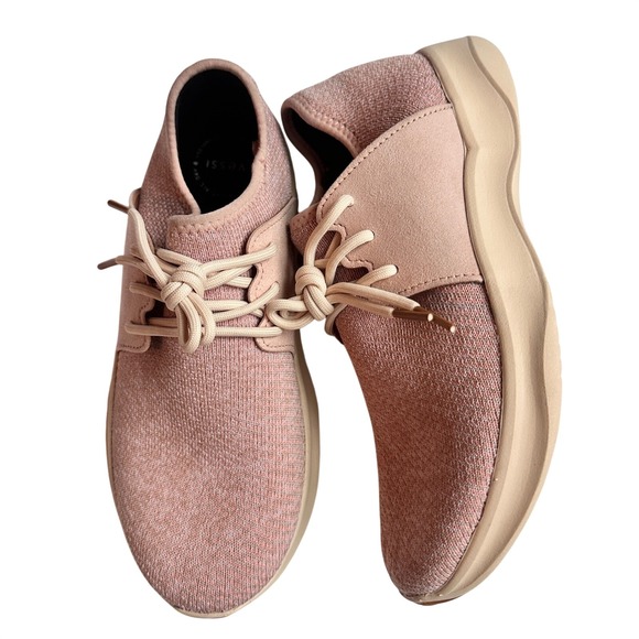 Vessi Everyday Sneakers Pink Knit Waterproof Lace Up Athletic Shoes Women's 8
